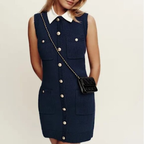 Reformation Catalina Cotton Mini Dress Blue - Size L - Picture 1 of 3